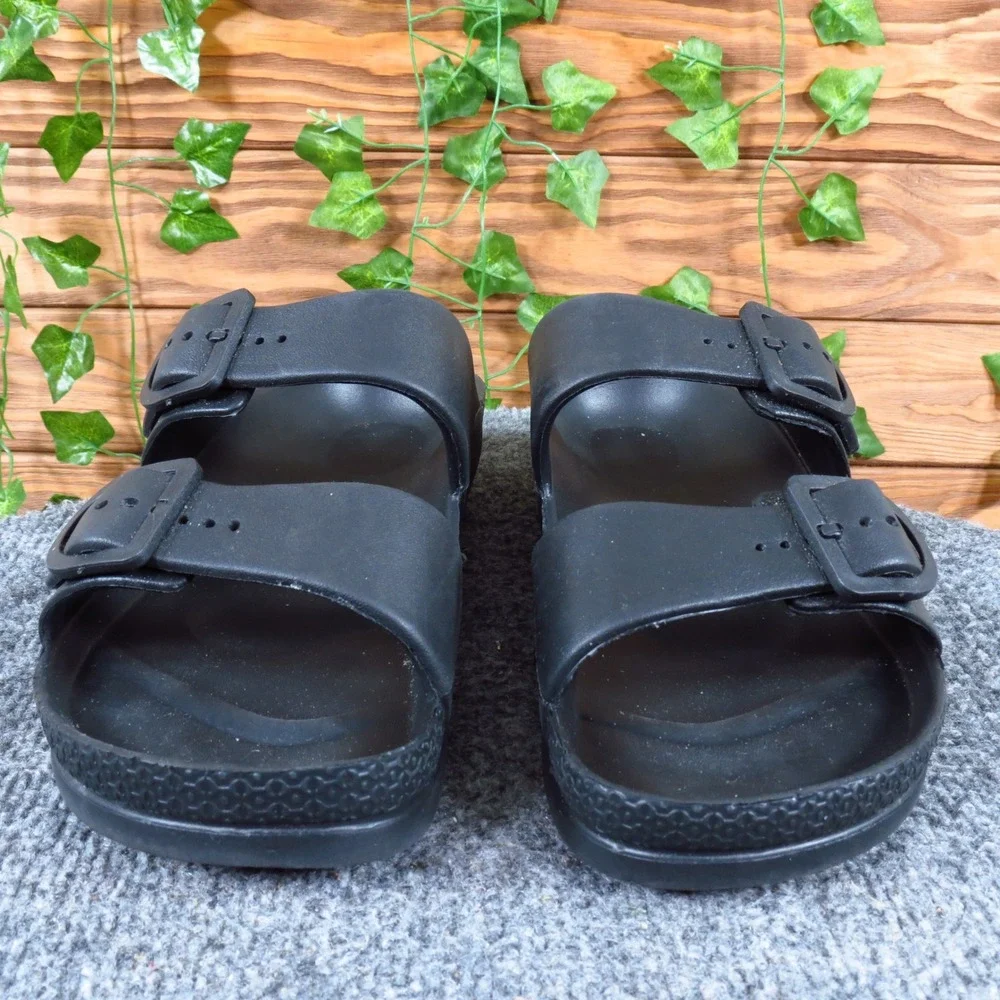 Made In‎ USA Men Two-Strap Slide Sandals Size 10 Casual Waterproof Beach Black
